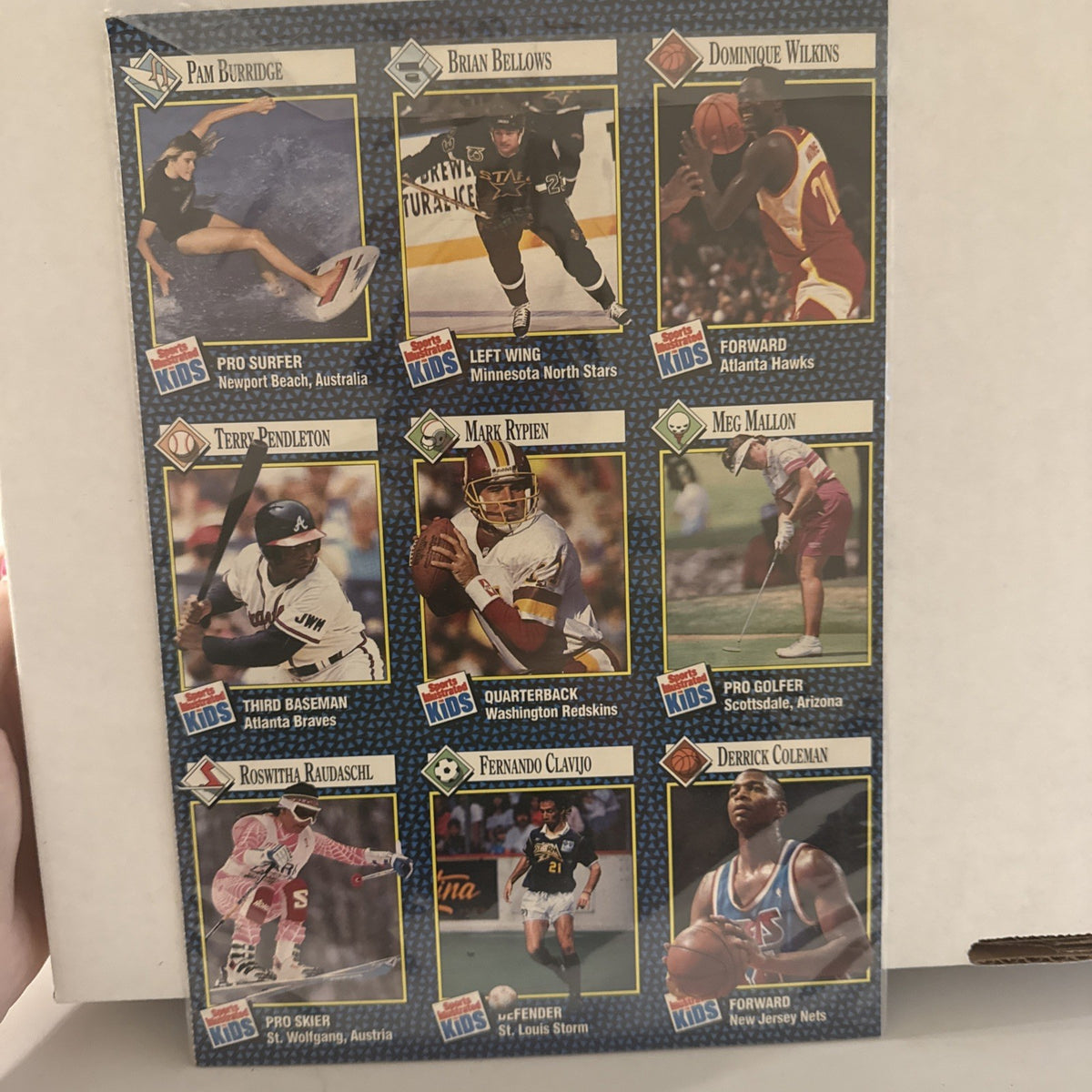 SI Kids Uncut Cards MARK RYPIEN  WASHIGNTON TERRY PENDLETON DOMINIQUE WILKINS