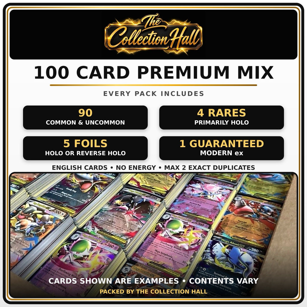 Pokemon TCG 100 Card Lot - 1 EX/V/Vmax/Vstar + 5 Foils + 4 Rares - No Energy