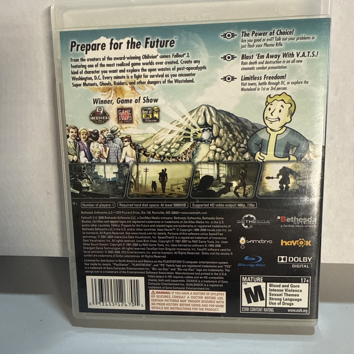 Fallout 3 (Sony PlayStation 3, 2008) No Manual