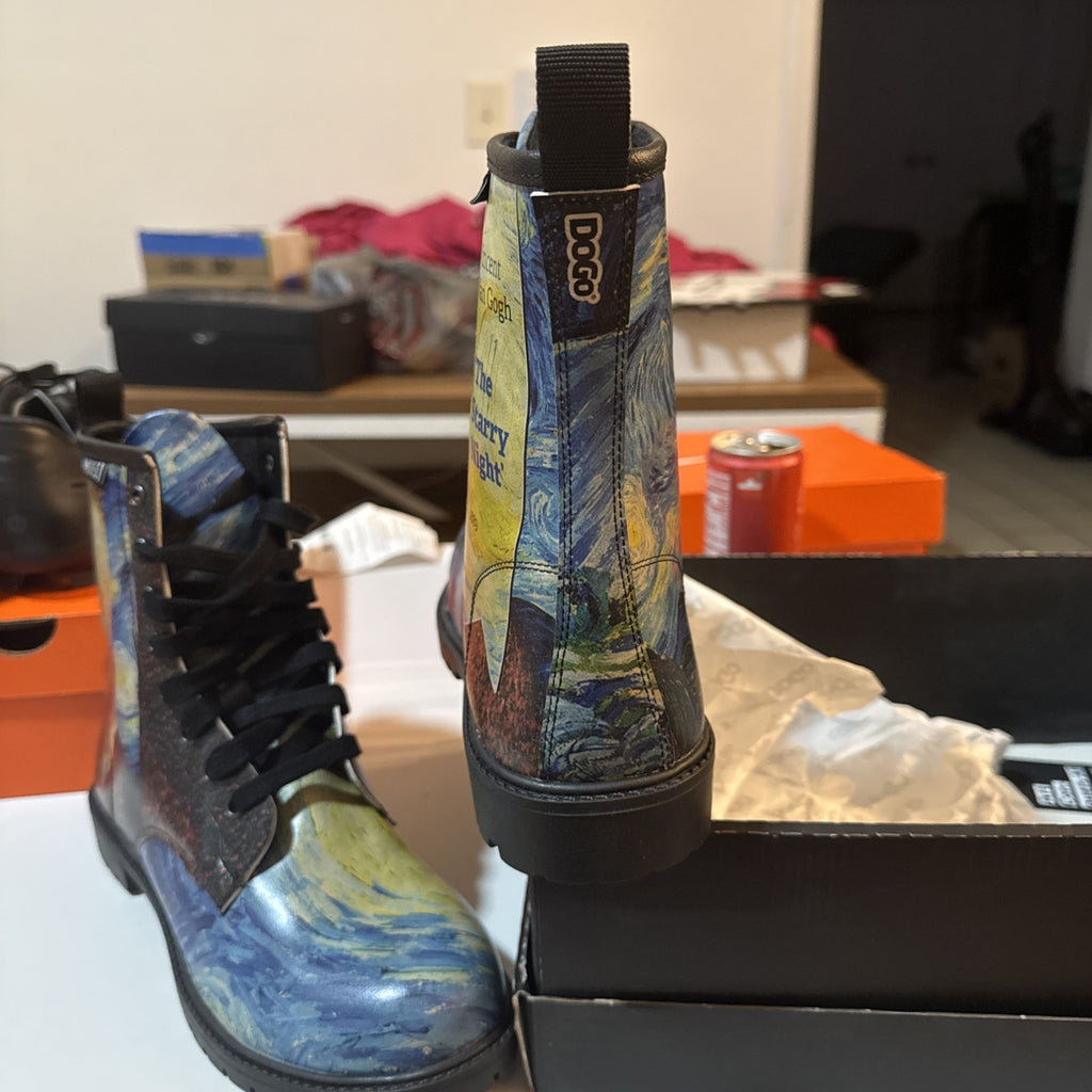 Womens Starry Night Boots, Van Gogh Boots, Muse Dogo Boots Size US 10 UK7.5