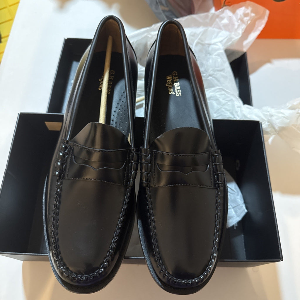 G.H. Bass Weejuns Larson Penny Loafers US 12 Black Leather  Brand New