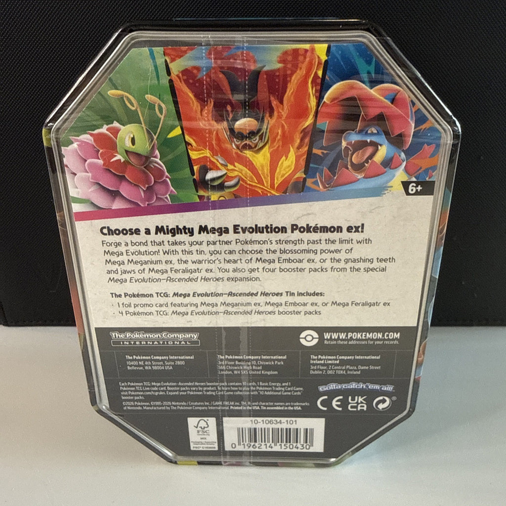 Pokemon TCG Mega Evolution Ascended Heroes Mega Feraligatr Ex Tin New Sealed