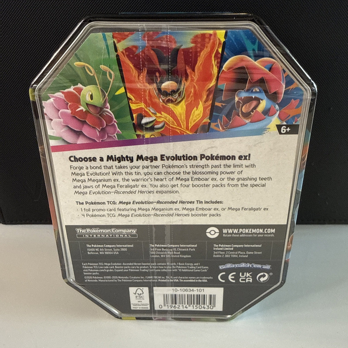 Pokemon TCG Mega Evolution Ascended Heroes Mega Feraligatr Ex Tin New Sealed
