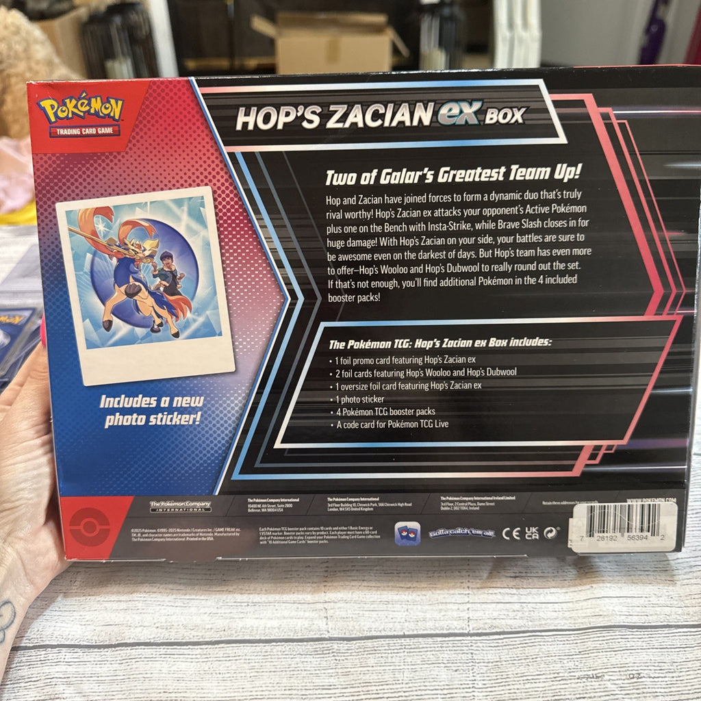 Hop’s Zacian EX Collection Box 4 Booster Packs And Promo Card NEW UNOPENED