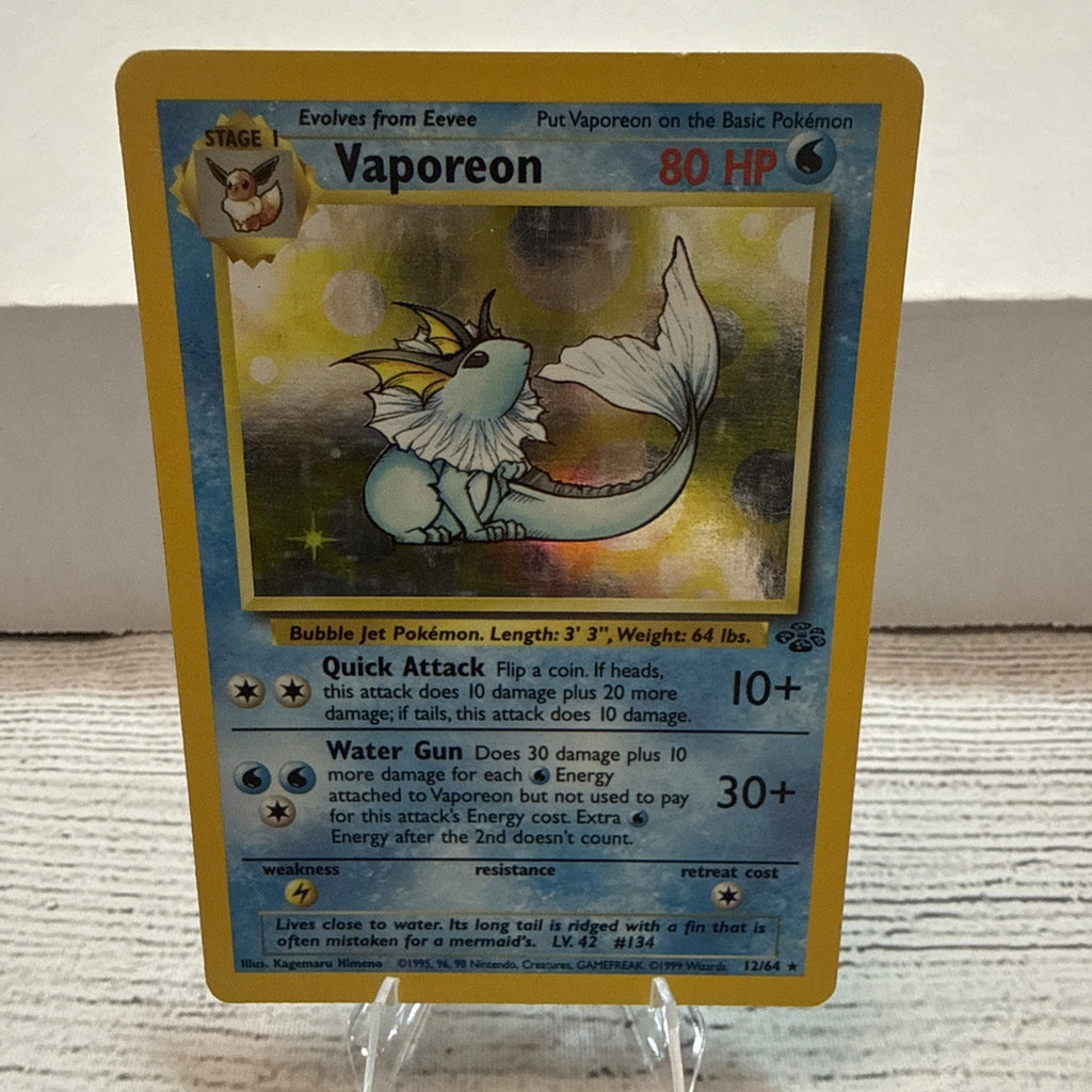 Pokémon TCG Vaporeon Jungle 12/64 Holo 1999-2000 Wizards Base Set Copyright Holo