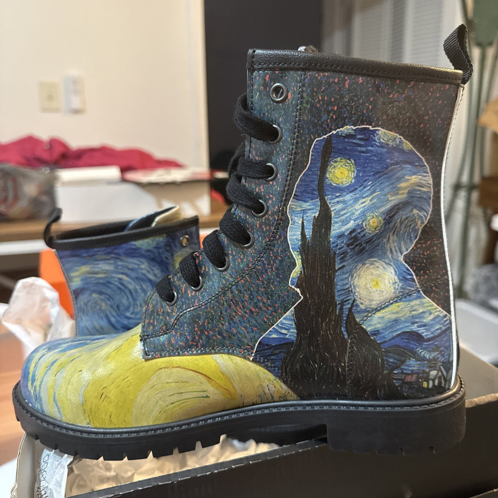 Womens Starry Night Boots, Van Gogh Boots, Muse Dogo Boots Size US 10 UK7.5