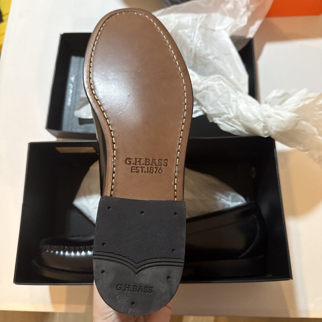 G.H. Bass Weejuns Larson Penny Loafers US 12 Black Leather  Brand New