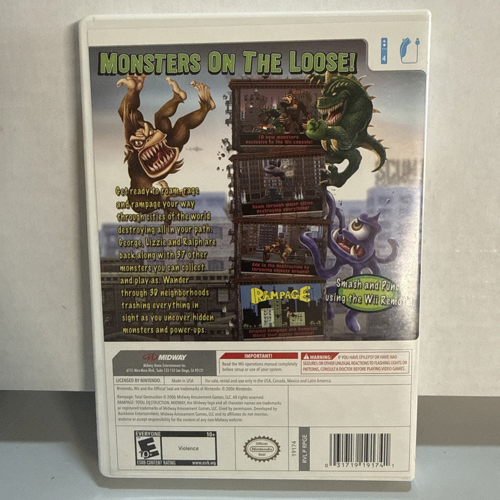 Rampage: Total Destruction (Nintendo Wii, 2006) Complete w/ Manual - Tested