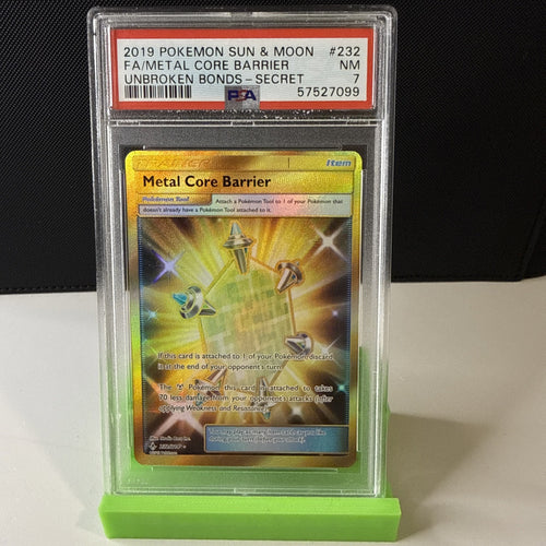 2019 POKEMON SUN & MOON UNBROKEN BONDS SECRET FULL ART/METAL CORE BARRIER PSA 10