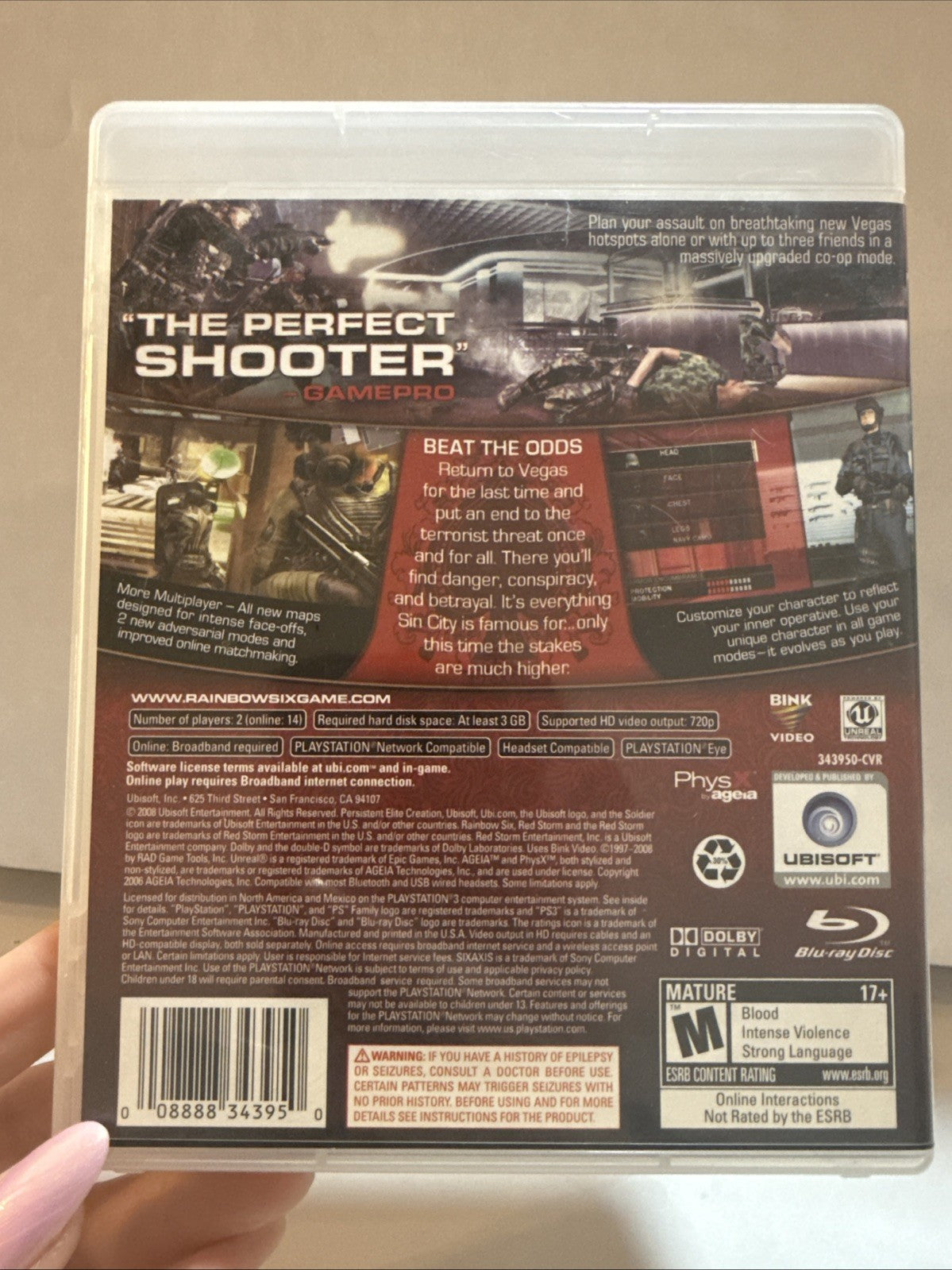 Tom Clancy's Rainbow Six Vegas 2 (PlayStation 3, PS3, 2008) Case & Manual Only