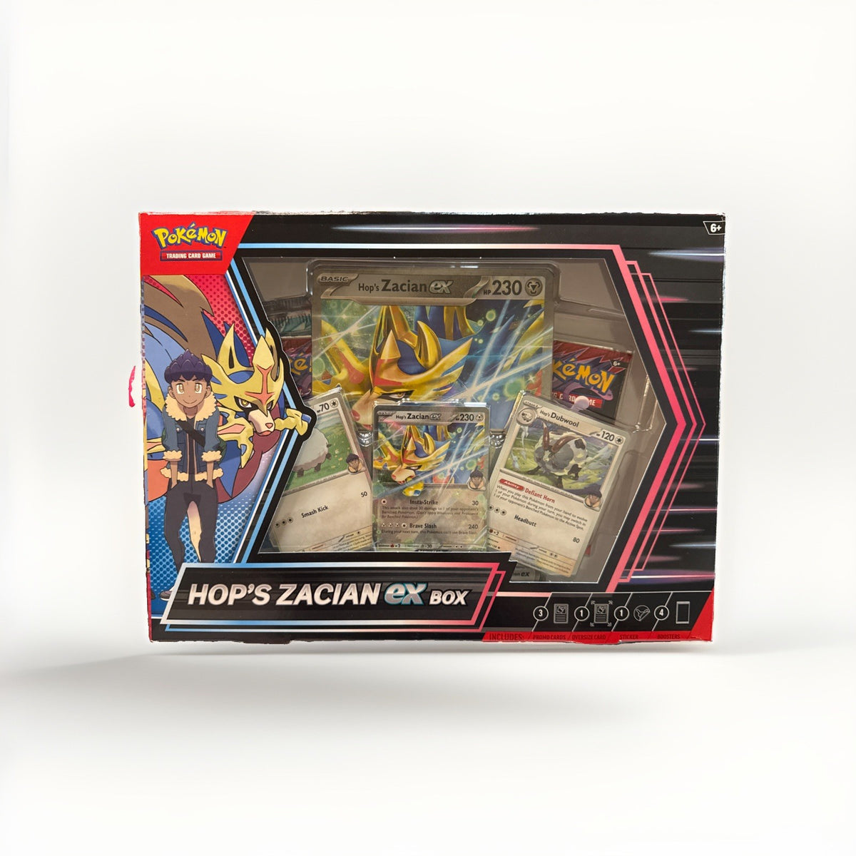 Hop’s Zacian EX Collection Box 4 Booster Packs And Promo Card NEW UNOPENED