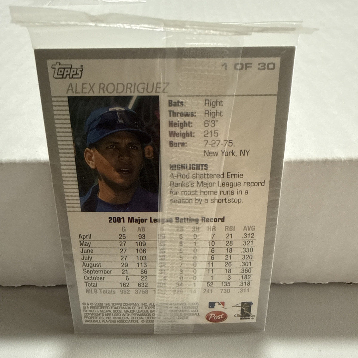 2002 POST JASON KENDALL #25/ALEX RODRIGUEZ PITTSBURGH PIRATES SEALED