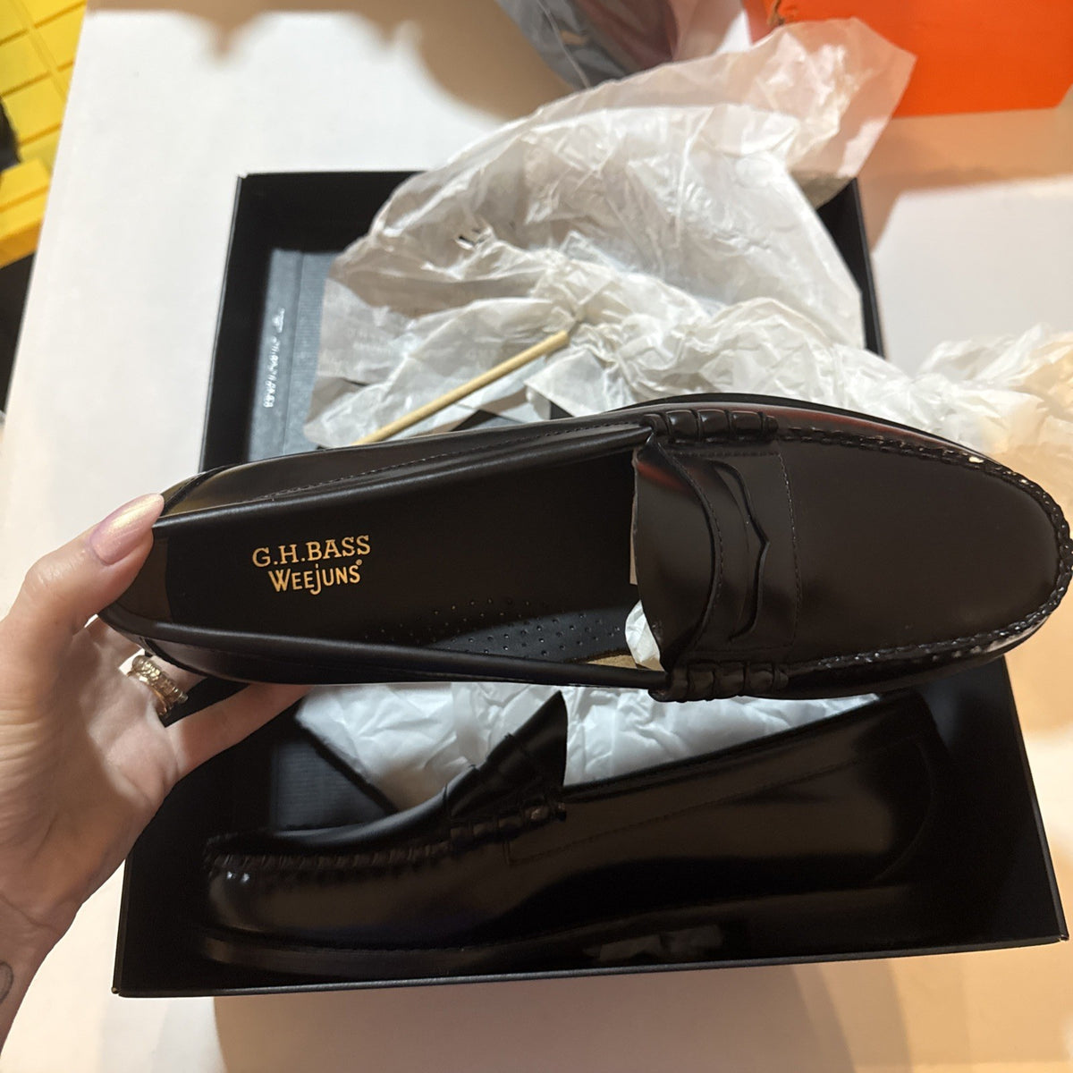 G.H. Bass Weejuns Larson Penny Loafers US 12 Black Leather  Brand New