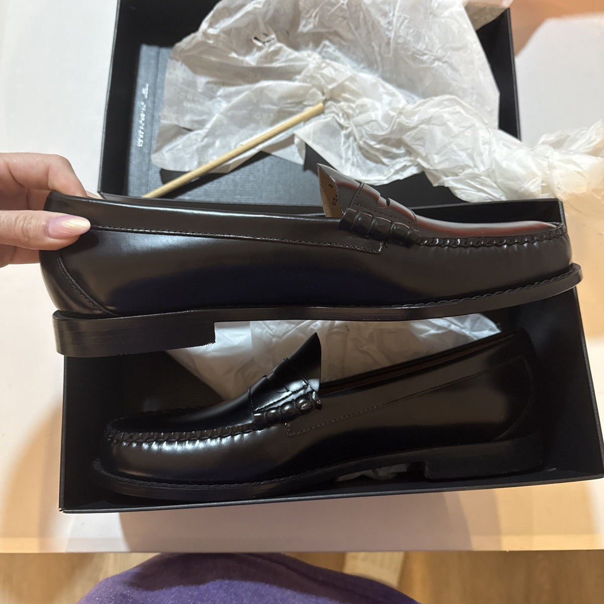 G.H. Bass Weejuns Larson Penny Loafers US 12 Black Leather  Brand New