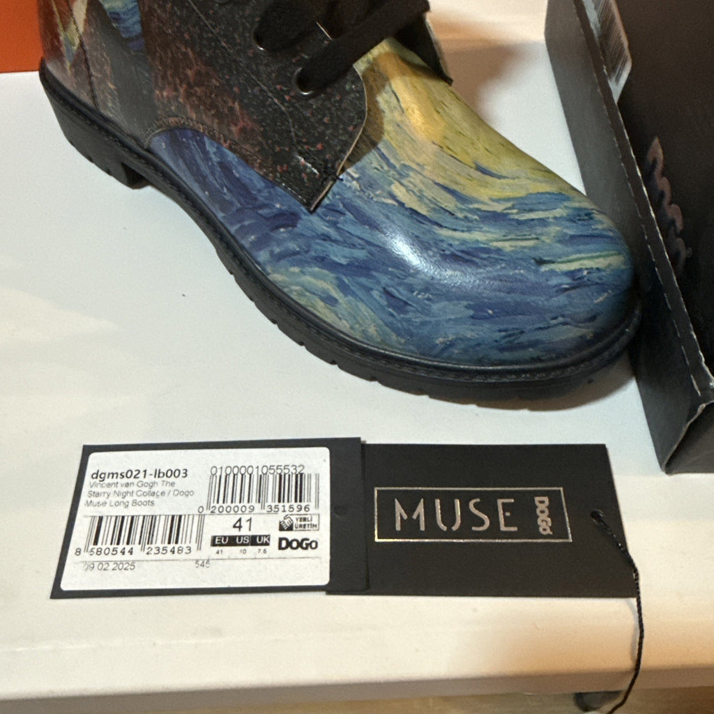Womens Starry Night Boots, Van Gogh Boots, Muse Dogo Boots Size US 10 UK7.5