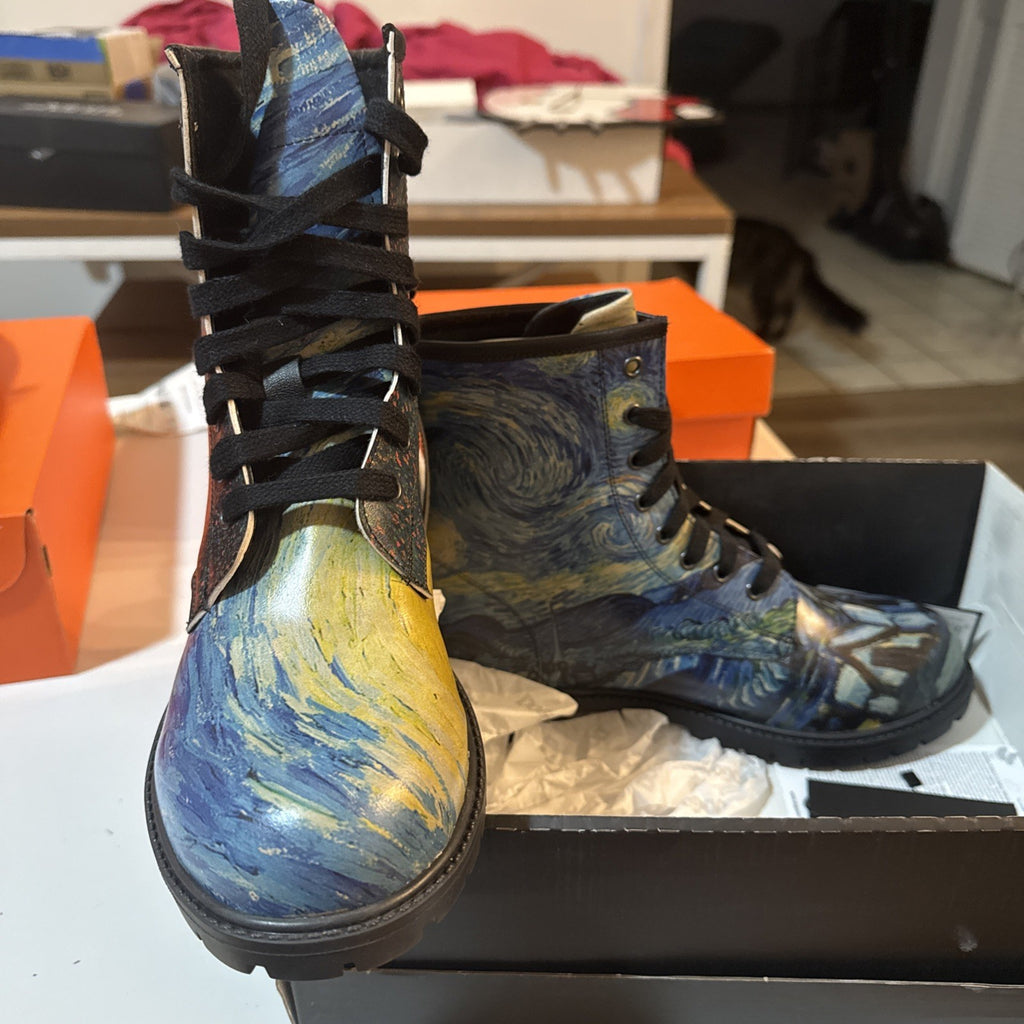 Womens Starry Night Boots, Van Gogh Boots, Muse Dogo Boots Size US 10 UK7.5