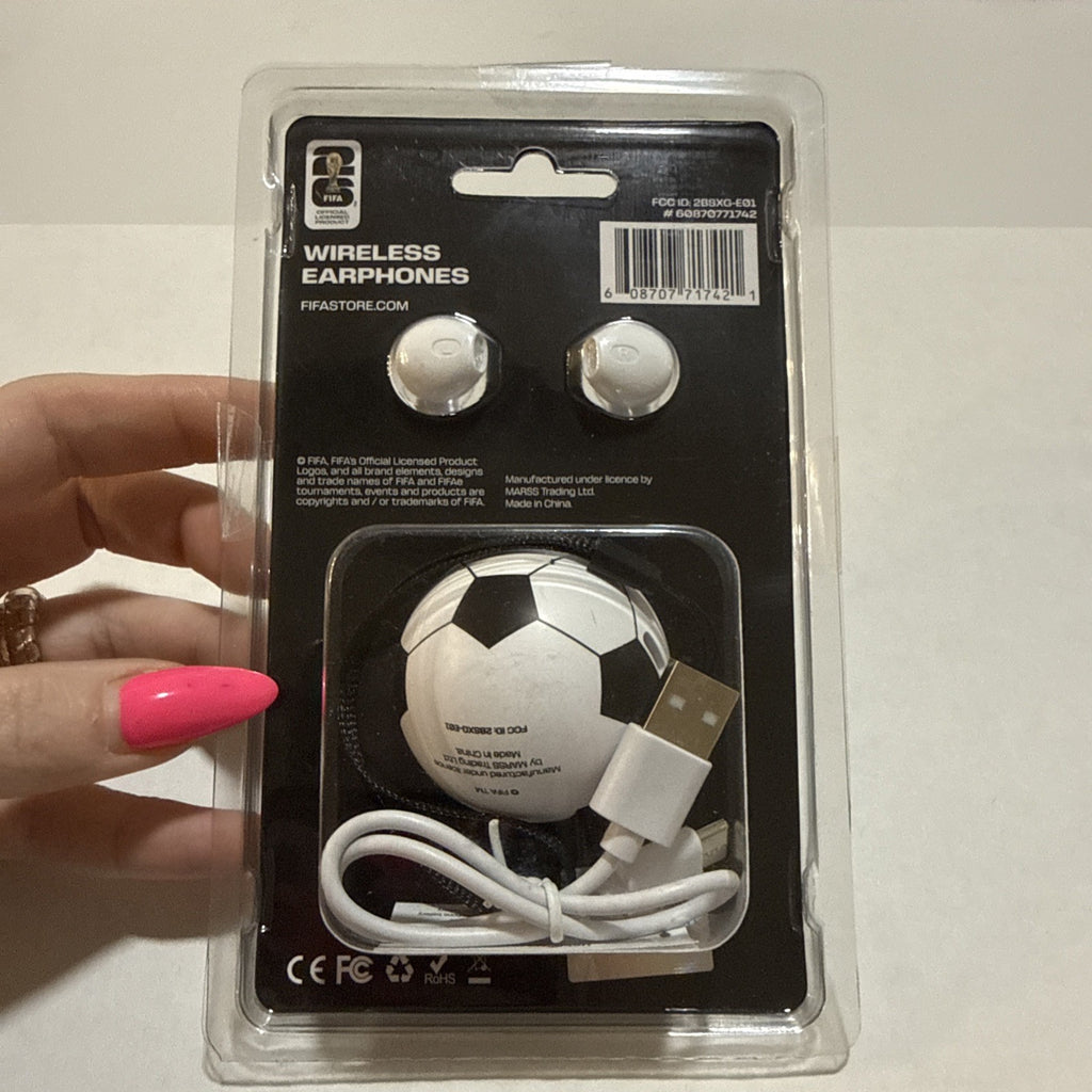 FIFA Wireless Bluetooth In-Ear Earphones Soccer Ball Design White Black
