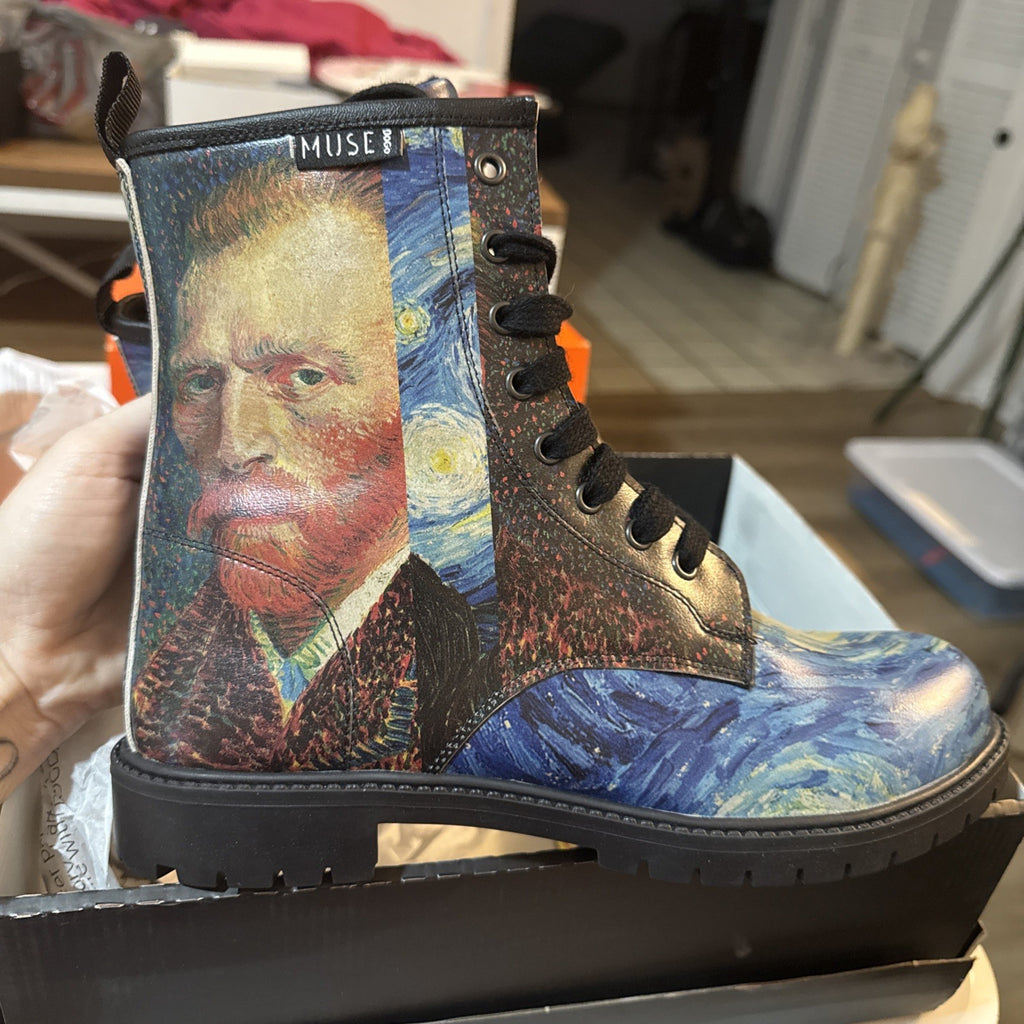 Womens Starry Night Boots, Van Gogh Boots, Muse Dogo Boots Size US 10 UK7.5