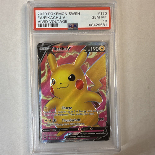 2020 POKEMON SWORD & SHIELD VIVID VOLTAGE #170 FULL ART/PIKACHU V PSA 10