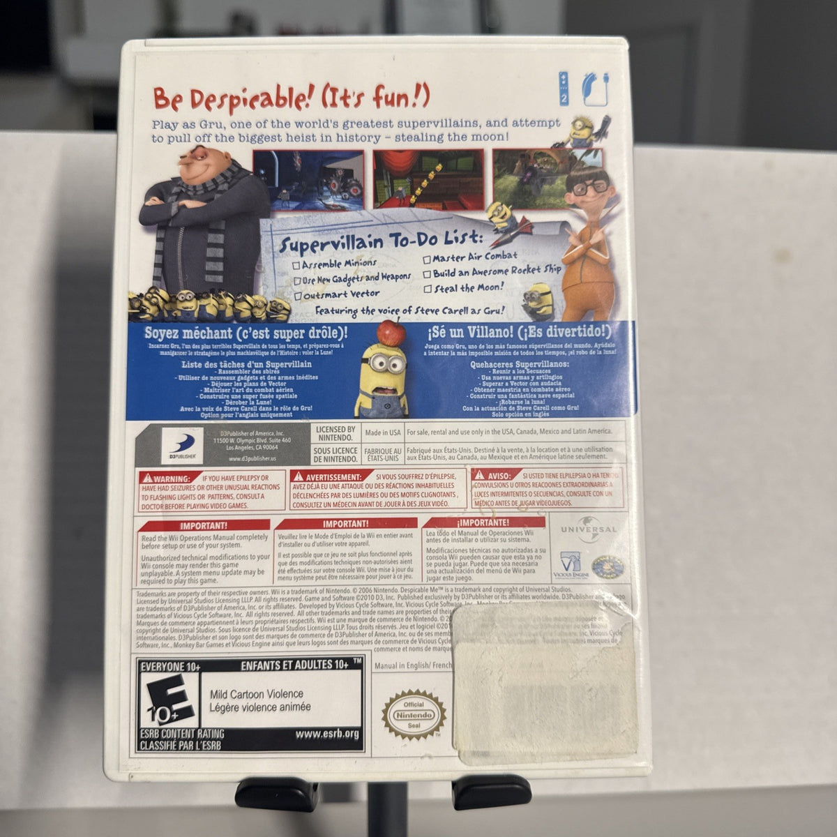 Despicable Me: The Game (Nintendo Wii, 2010) CIB