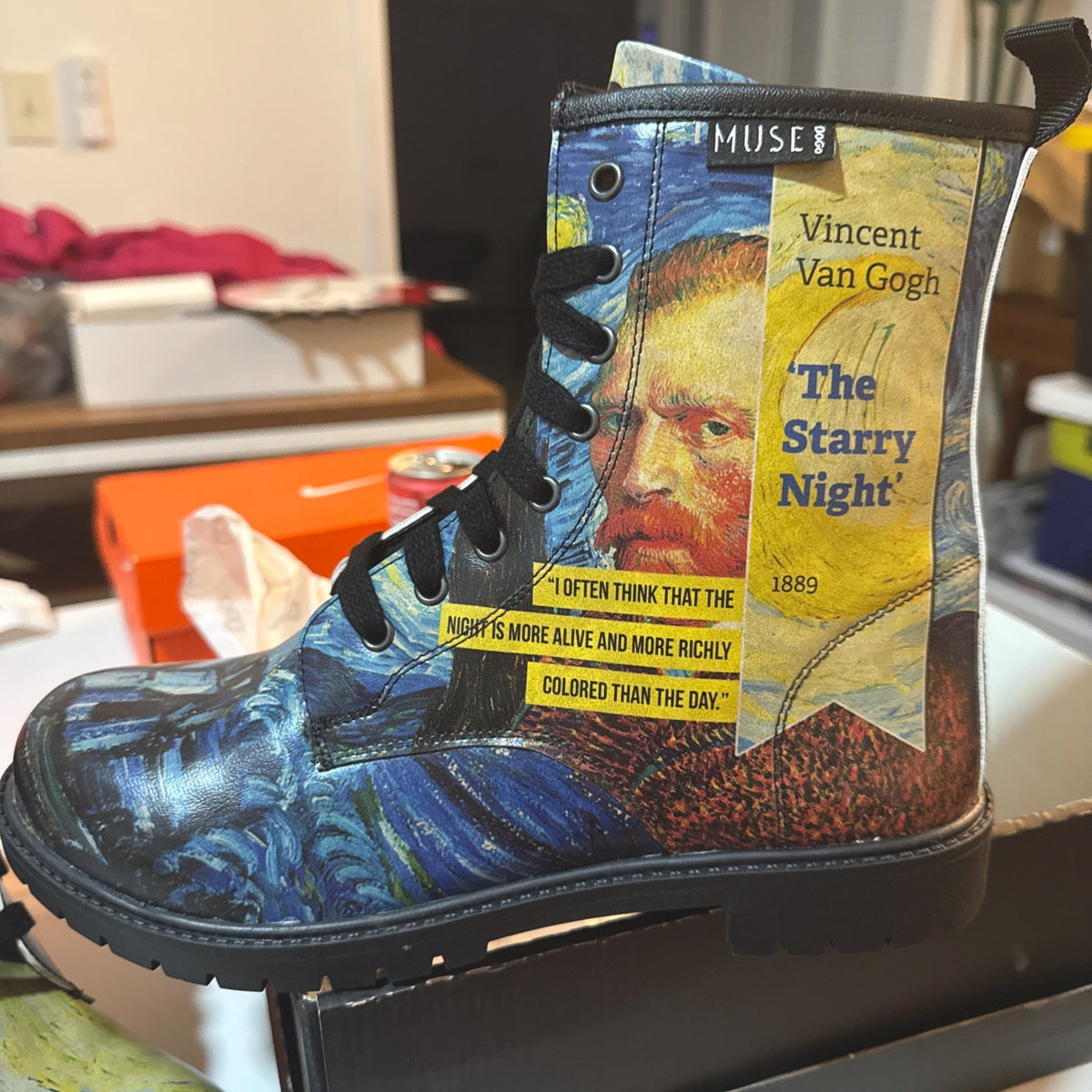 Womens Starry Night Boots, Van Gogh Boots, Muse Dogo Boots Size US 10 UK7.5