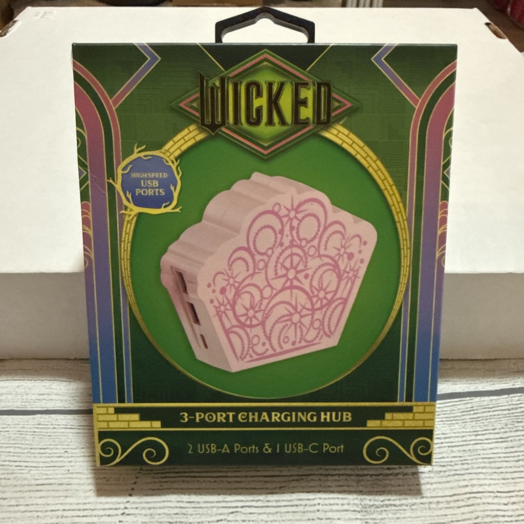 Universal Studios Wicked Pink Crown Charging Hub 3-Ports NEW Sealed Package